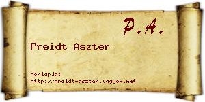 Preidt Aszter névjegykártya